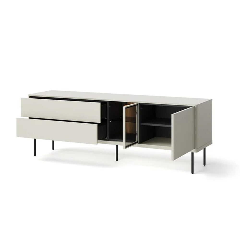 Epiro Small Wooden TV Stand in Cashmere & Dark Oak - 161cm - UK