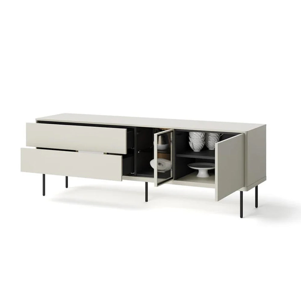 Epiro Small Wooden TV Stand in Cashmere & Dark Oak - 161cm - UK