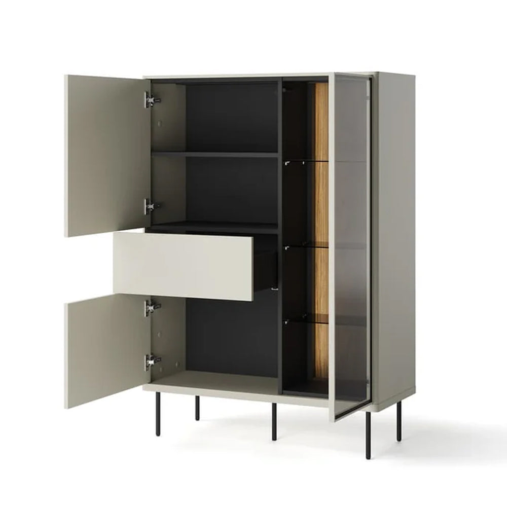 Epiro Wooden Display Cabinet I in Cashmere & Dark Oak - 99cm - UK