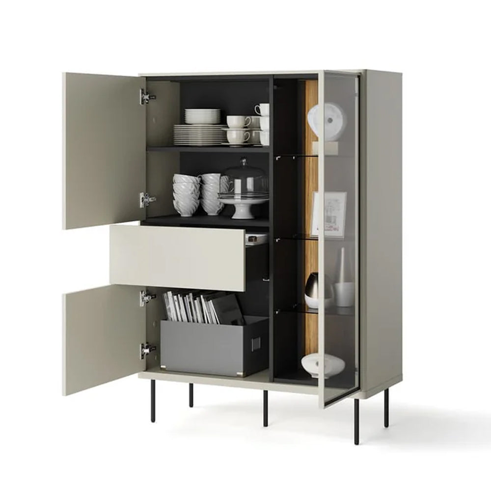 Epiro Wooden Display Cabinet I in Cashmere & Dark Oak - 99cm - UK