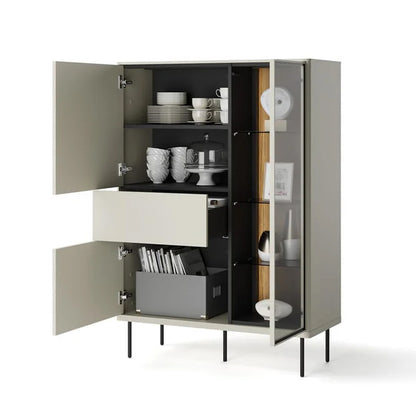 Epiro Wooden Display Cabinet I in Cashmere & Dark Oak - 99cm - UK