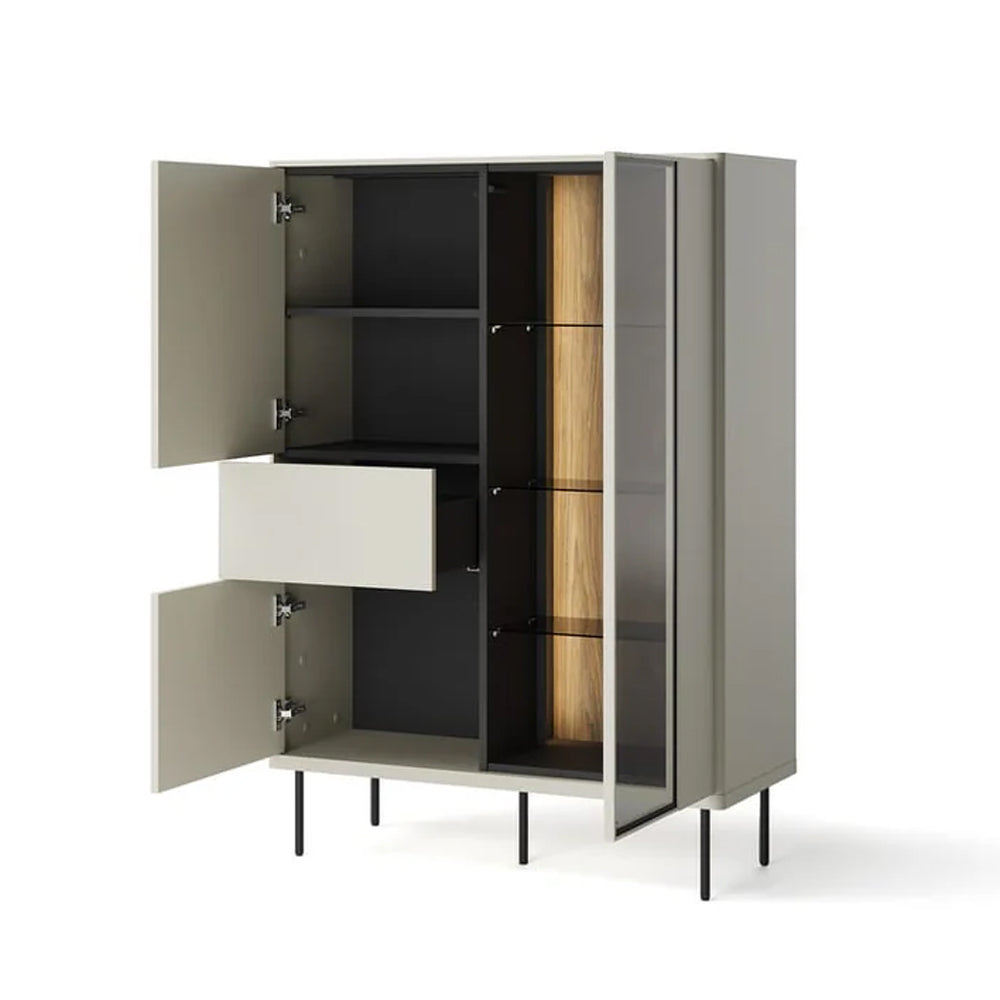Epiro Wooden Display Cabinet II in Cashmere & Dark Oak - 99cm - UK
