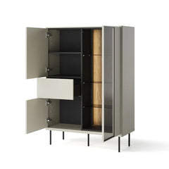 Epiro Wooden Display Cabinet II in Cashmere & Dark Oak - 99cm - UK