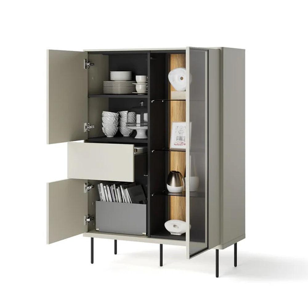 Epiro Wooden Display Cabinet II in Cashmere & Dark Oak - 99cm - UK