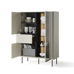 Epiro Wooden Display Cabinet II in Cashmere & Dark Oak - 99cm - UK