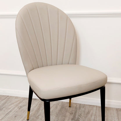 Etta Beige Leather Dining Chairs in Pair