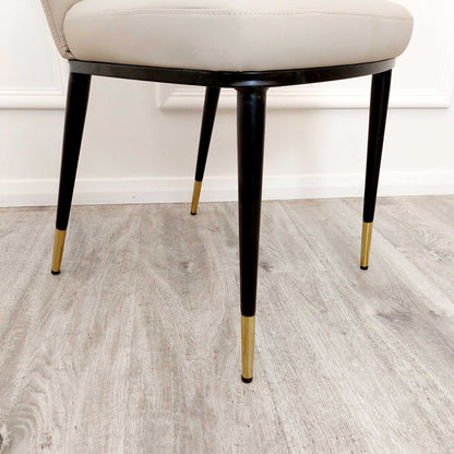 Etta Beige Leather Dining Chairs in Pair