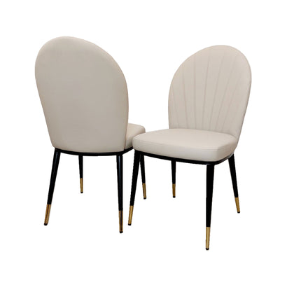Etta Beige Leather Dining Chairs in Pair - Furniture One Shop