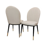 Etta Beige Leather Dining Chairs in Pair
