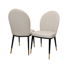 Etta Beige Leather Dining Chairs in Pair - Furniture One Shop