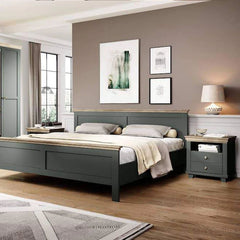 Evora 2 Drawer Bedside Cabinet in Green and Oak Lefkas