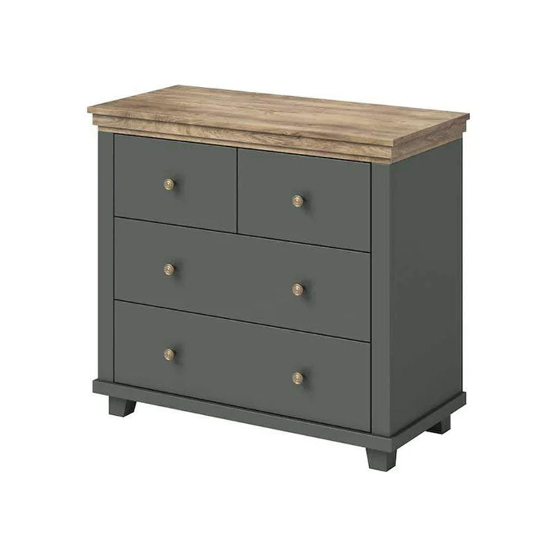 Evora 4 Drawer Chest of Drawers in Green and Oak Lefkas 90cm