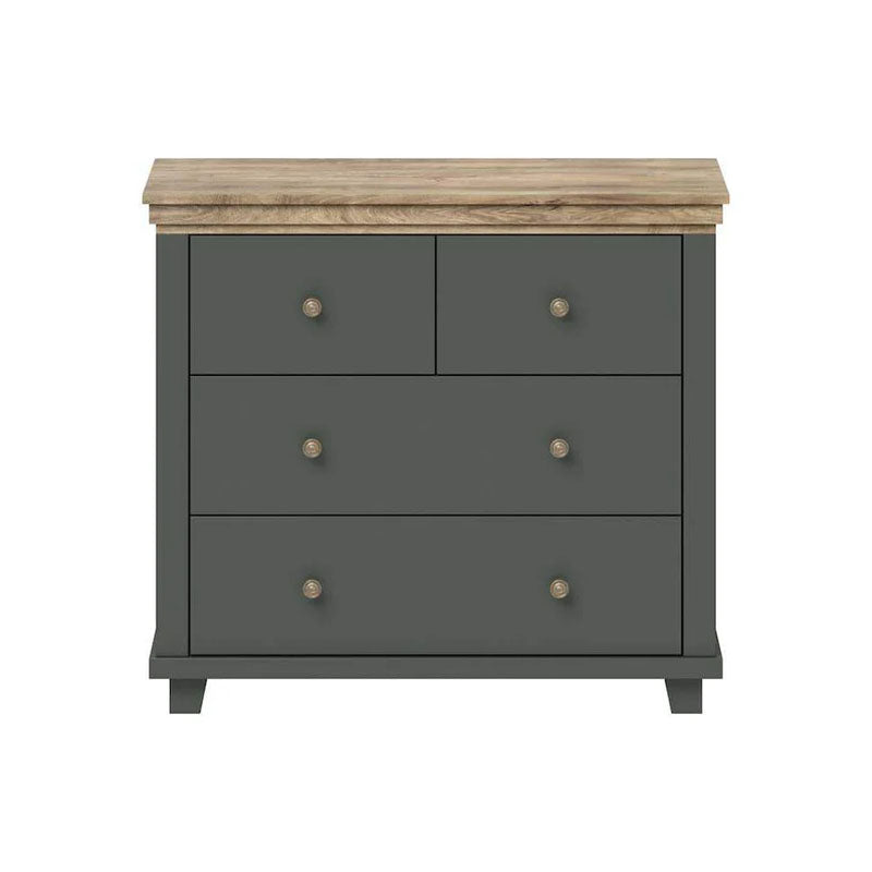 Evora 4 Drawer Chest of Drawers in Green and Oak Lefkas 90cm