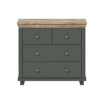 Evora 4 Drawer Chest of Drawers in Green and Oak Lefkas 90cm