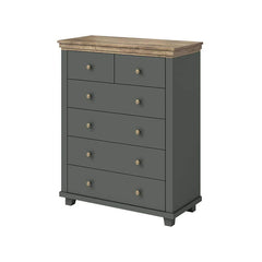 Evora 6 Drawer Chest of Drawers in Green and Oak Lefkas - 90cm - Furniture One Shop