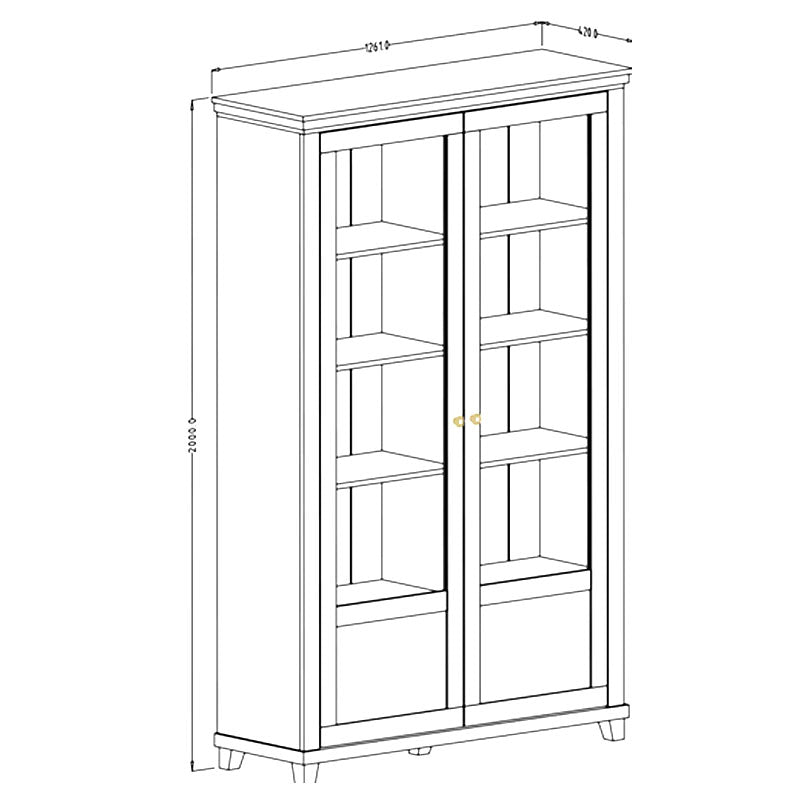 Evora Tall Wooden 2 Door Display Cabinet in Green and Oak Lefkas - 126cm