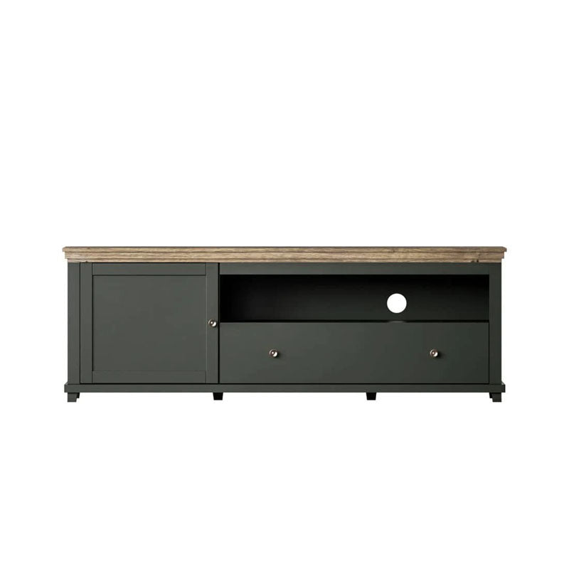 Evora Wooden 1 Door 1 Drawer TV Stand in Green and Oak Lefkas - 181cm - UK