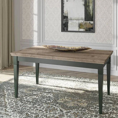 Evora Wooden Extending Dining Table in Green and Oak Lefkas 160-240cm