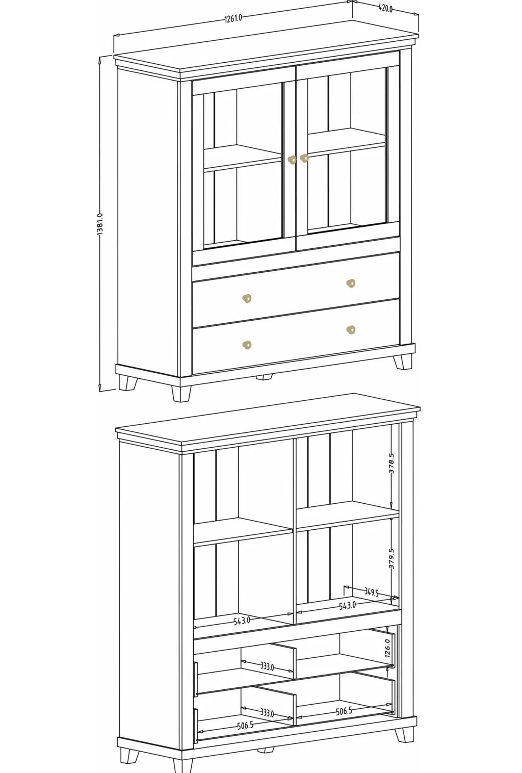 Evora Wooden 2 Door 2 Drawer Display Cabinet in Abisko Ash and Oak Lefkas