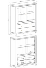Evora Wooden 2 Door 2 Drawer Display Cabinet in Abisko Ash and Oak Lefkas
