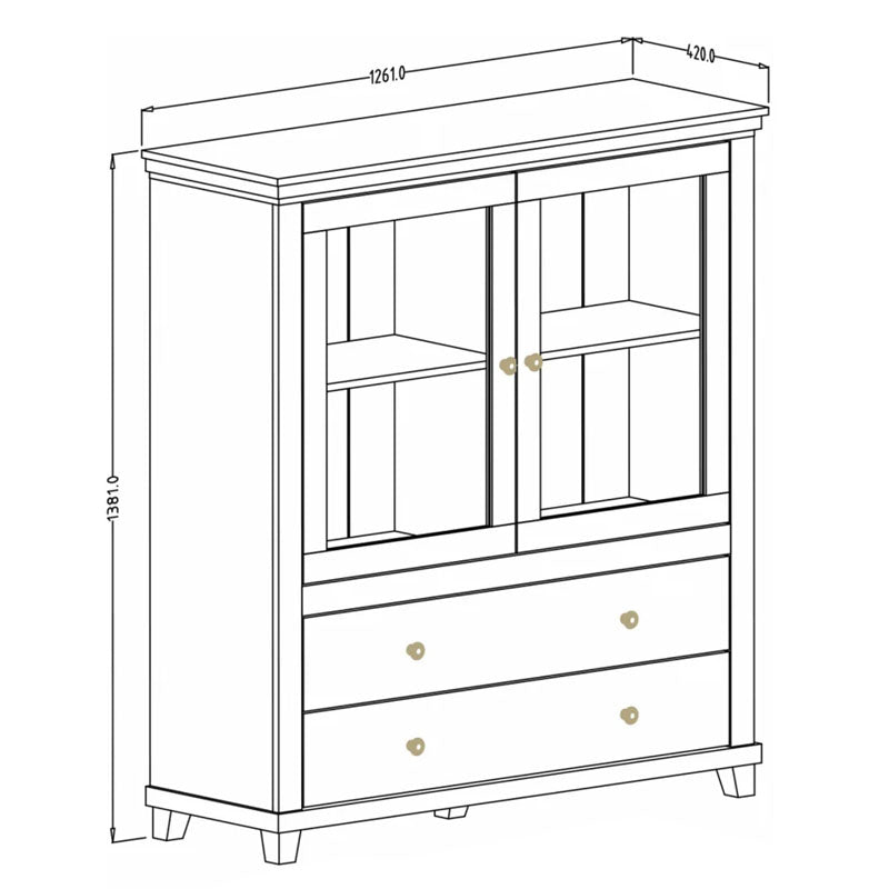Evora Wooden 2 Door 2 Drawer Display Cabinet in Green and Oak Lefkas