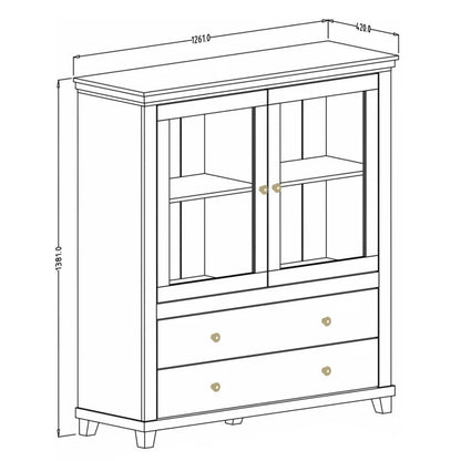 Evora Wooden 2 Door 2 Drawer Display Cabinet in Green and Oak Lefkas