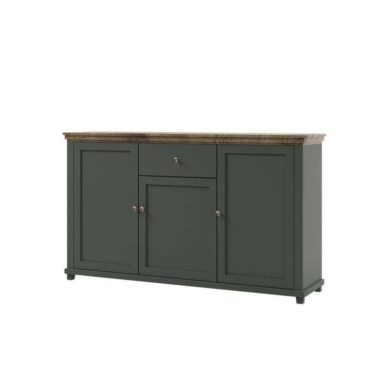 Evora Wooden 3 Door 1 Drawer Sideboard in Green and Oak Lefkas - 160cm