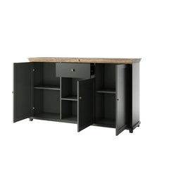 Evora Wooden 3 Door 1 Drawer Sideboard in Green and Oak Lefkas - 160cm