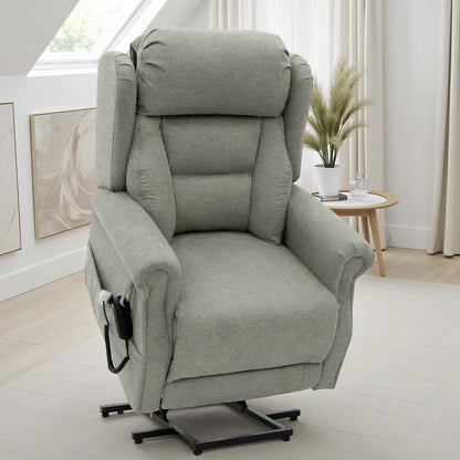 Fairmont Fabric Rise and Recline Electric Armchair In Beige