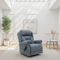 Fairmont Fabric Rise and Recline Electric Armchair In Steel Grey