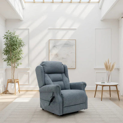 Fairmont Fabric Rise and Recline Electric Armchair In Steel Grey