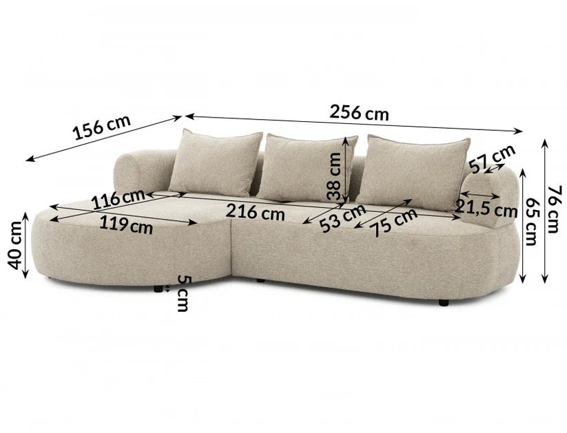 Ferro Beige Fabric Left Hand Corner Sofa