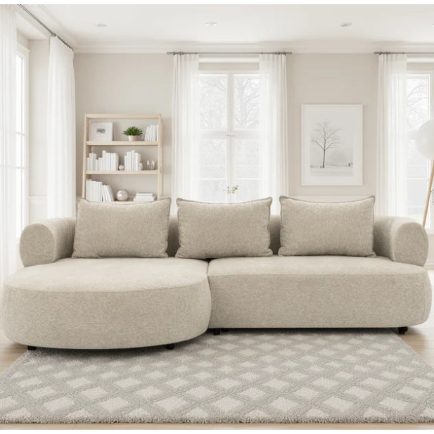 Ferro Beige Fabric Left Hand Corner Sofa