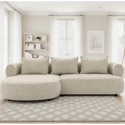 Ferro Beige Fabric Left Hand Corner Sofa