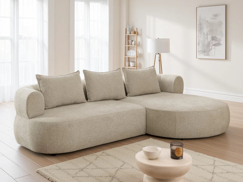 Ferro Beige Fabric Right Hand Corner Sofa