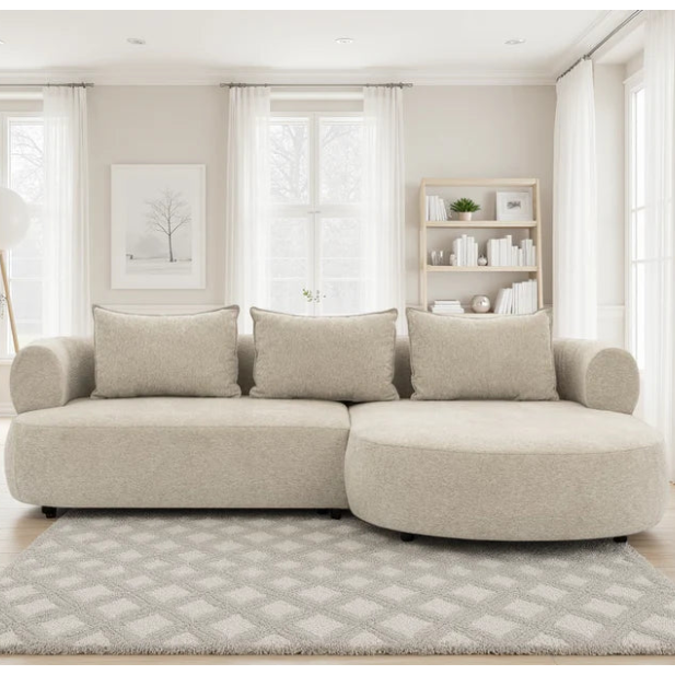 Ferro Beige Fabric Right Hand Corner Sofa