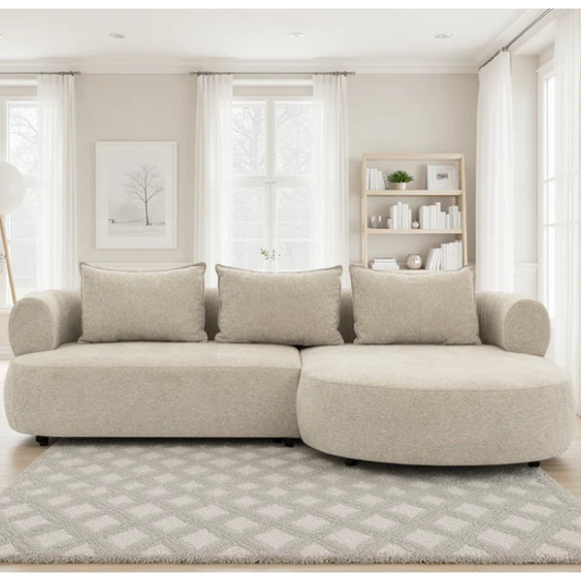 Ferro Beige Fabric Right Hand Corner Sofa