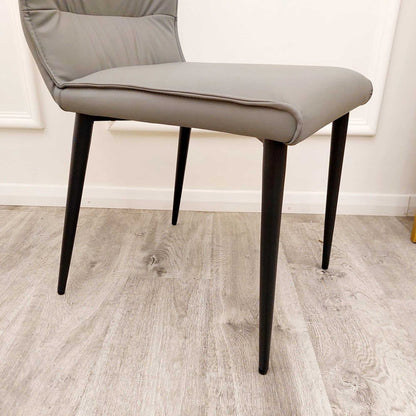 Flora Grey Leather Dining Chairs in Pair