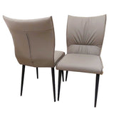 Flora Khaki Leather Dining Chairs in Pair