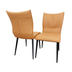 Flora Tan Leather Dining Chairs in Pair