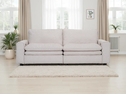 Florence Cloud 3 Seater Electric Recliner Sofa In Beige Fabric - Furniture One Shop