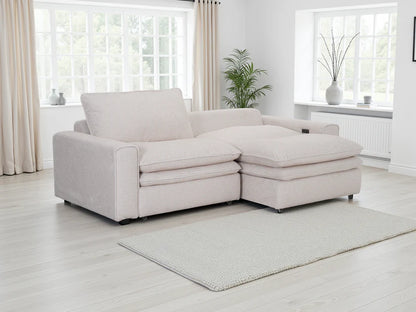 Florence Cloud 3 Seater Electric Recliner Sofa In Beige Fabric - Furniture One Shop
