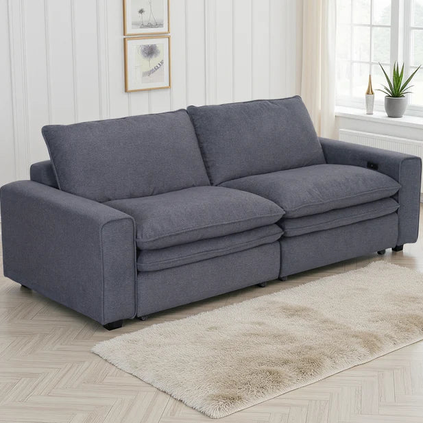 Florence Cloud 3 Seater Electric Recliner Sofa In Grey Fabric