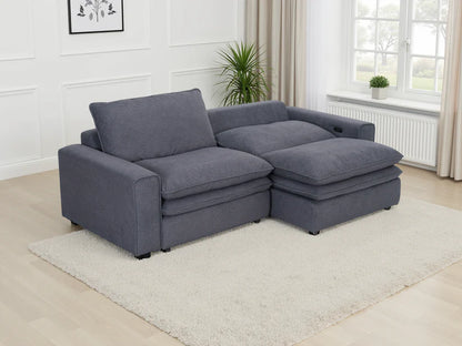 Florence Cloud 3 Seater Electric Recliner Sofa In Grey Fabric - Furniture One Shop