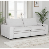 Florence Cloud 3 Seater Electric Recliner Sofa In Ivory Fabric