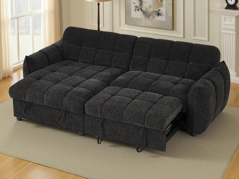 Florida Universal Corner Sofa Bed With Storage In Black - Furniture One Shop