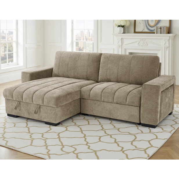 Franklin Beige Universal Corner Sofa Bed with Storage & USB