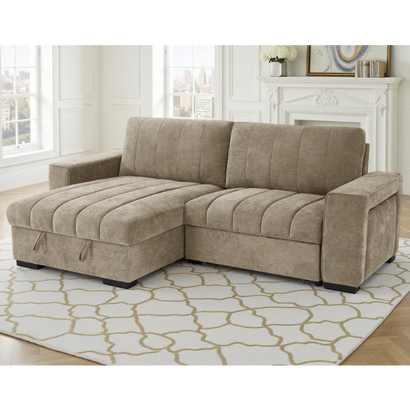 Franklin Beige Universal Corner Sofa Bed with Storage & USB