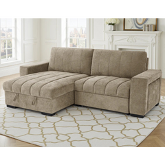 Franklin Beige Universal Corner Sofa Bed with Storage & USB