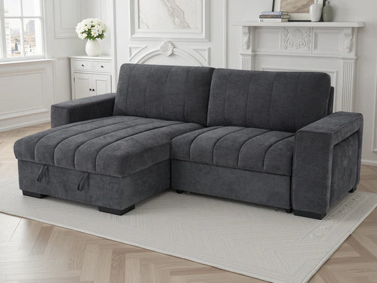 Franklin Grey Universal Corner Sofa Bed with Storage & USB